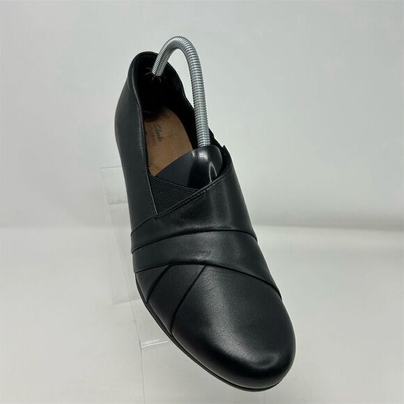 Clarks Unstructured Black Leather Slip-On Comfort Loafers Size 11 Casual Comfort - Picture 2 of 15